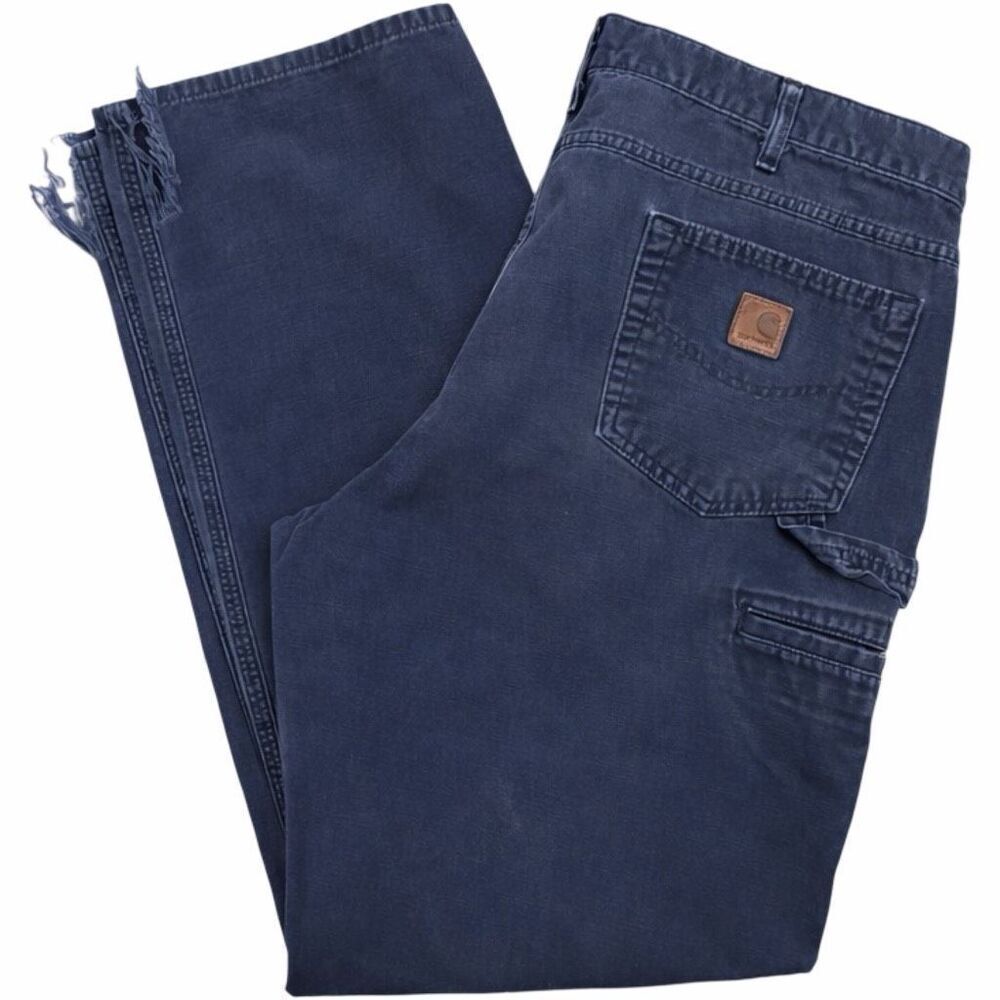 Carhartt Work Pants 38x36 Navy Cotton Carpenter Utility USA